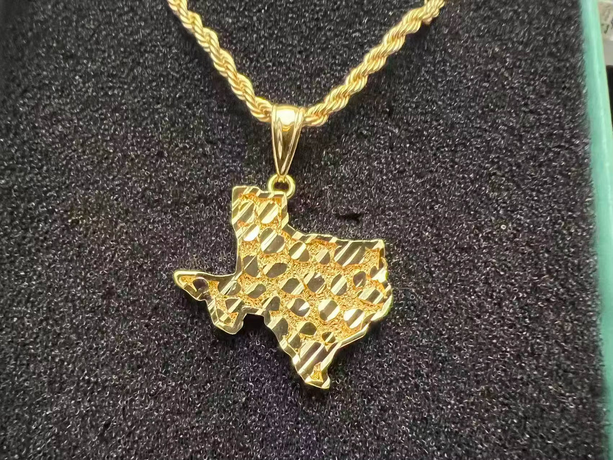 Wholesale 18K Gold Plated Nugget Map Vintage Shape Charm Pendant Necklace for Men Women Unique Gold Pendant for Jewelry