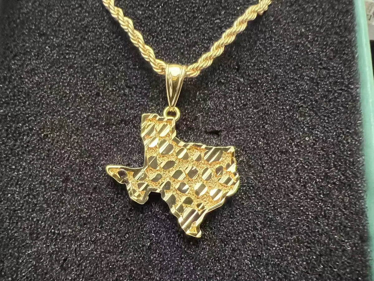 Wholesale 18K Gold Plated Nugget Map Vintage Shape Charm Pendant Necklace for Men Women Unique Gold Pendant for Jewelry
