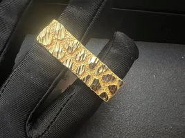Two Fingers Fashion Rings 18K Gold Plated Stainless Steel Square Double Finger Stylish Nugget Ring Everyday Jewelry for Him