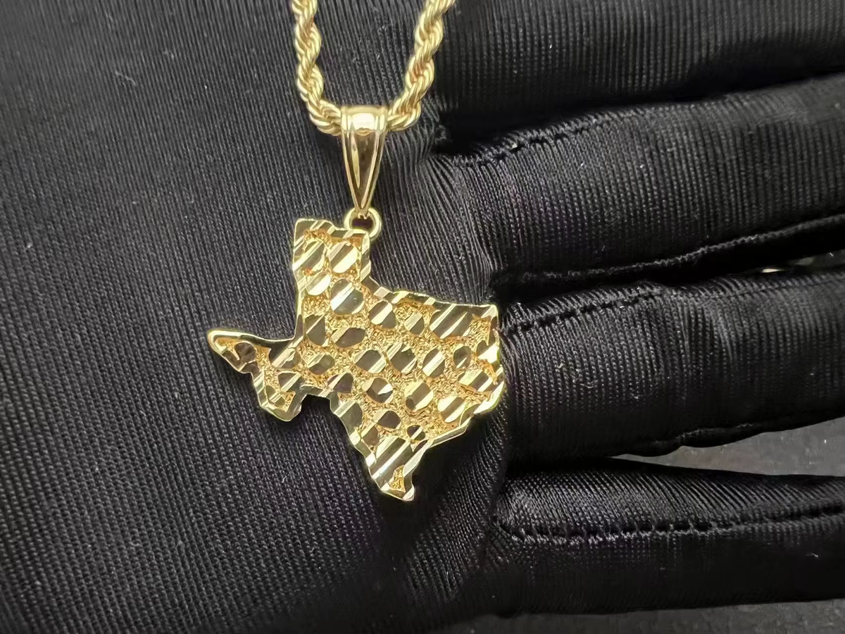 Wholesale 18K Gold Plated Nugget Map Vintage Shape Charm Pendant Necklace for Men Women Unique Gold Pendant for Jewelry