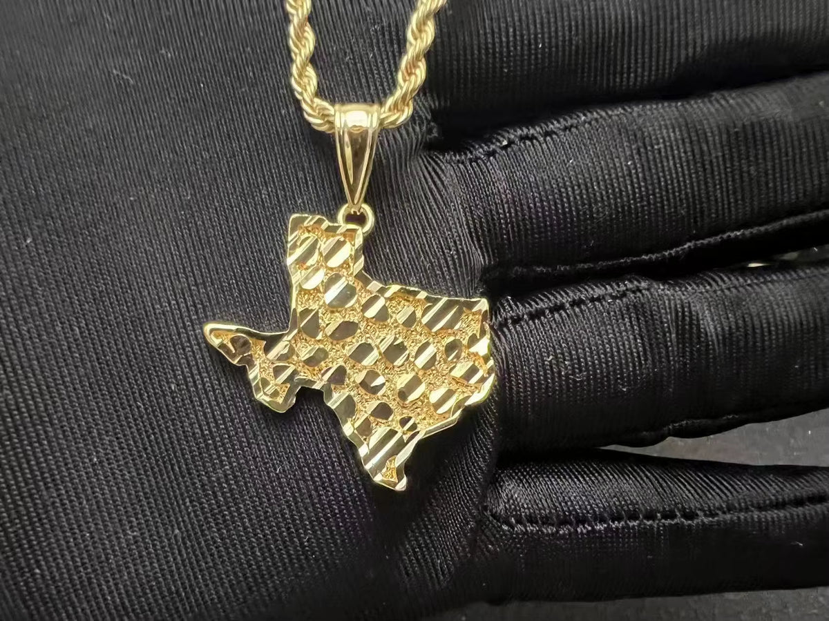 Wholesale 18K Gold Plated Nugget Map Vintage Shape Charm Pendant Necklace for Men Women Unique Gold Pendant for Jewelry