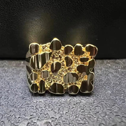 Customized Jewelry Classic Large Nugget Square Ring 18K Gold Plated Stainless Steel Jewelry