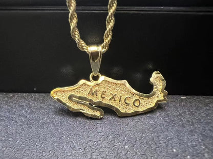 Custom Map 18K Gold Plated Pvd 316L Stainless Steel Pendant Fashion Jewelry Necklace for Men Women