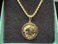 Custom 18K Gold Plated Globe Pendant Charm Necklace for Men World Is Yours Circle round Design Jewelry Minimalist Statement