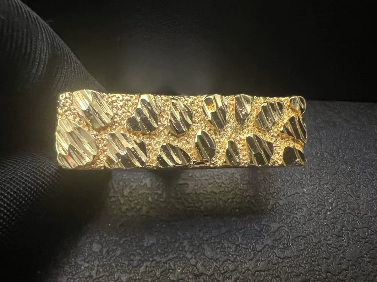 Two Fingers Fashion Rings 18K Gold Plated Stainless Steel Square Double Finger Stylish Nugget Ring Everyday Jewelry for Him