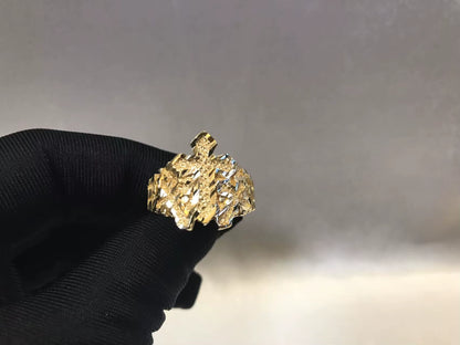 Customized Stainless Steel Trendy 18K Gold Plated Diamond Cut Cross Ring Nugget Ring Cute Jewelry for Women and Girls Gift