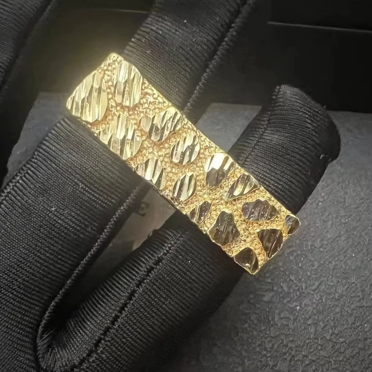 Two Fingers Fashion Rings 18K Gold Plated Stainless Steel Square Double Finger Stylish Nugget Ring Everyday Jewelry for Him