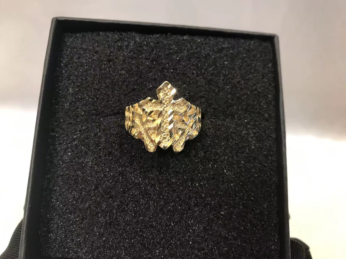 Customized Stainless Steel Trendy 18K Gold Plated Diamond Cut Cross Ring Nugget Ring Cute Jewelry for Women and Girls Gift