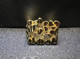 Customized Jewelry Classic Large Nugget Square Ring 18K Gold Plated Stainless Steel Jewelry