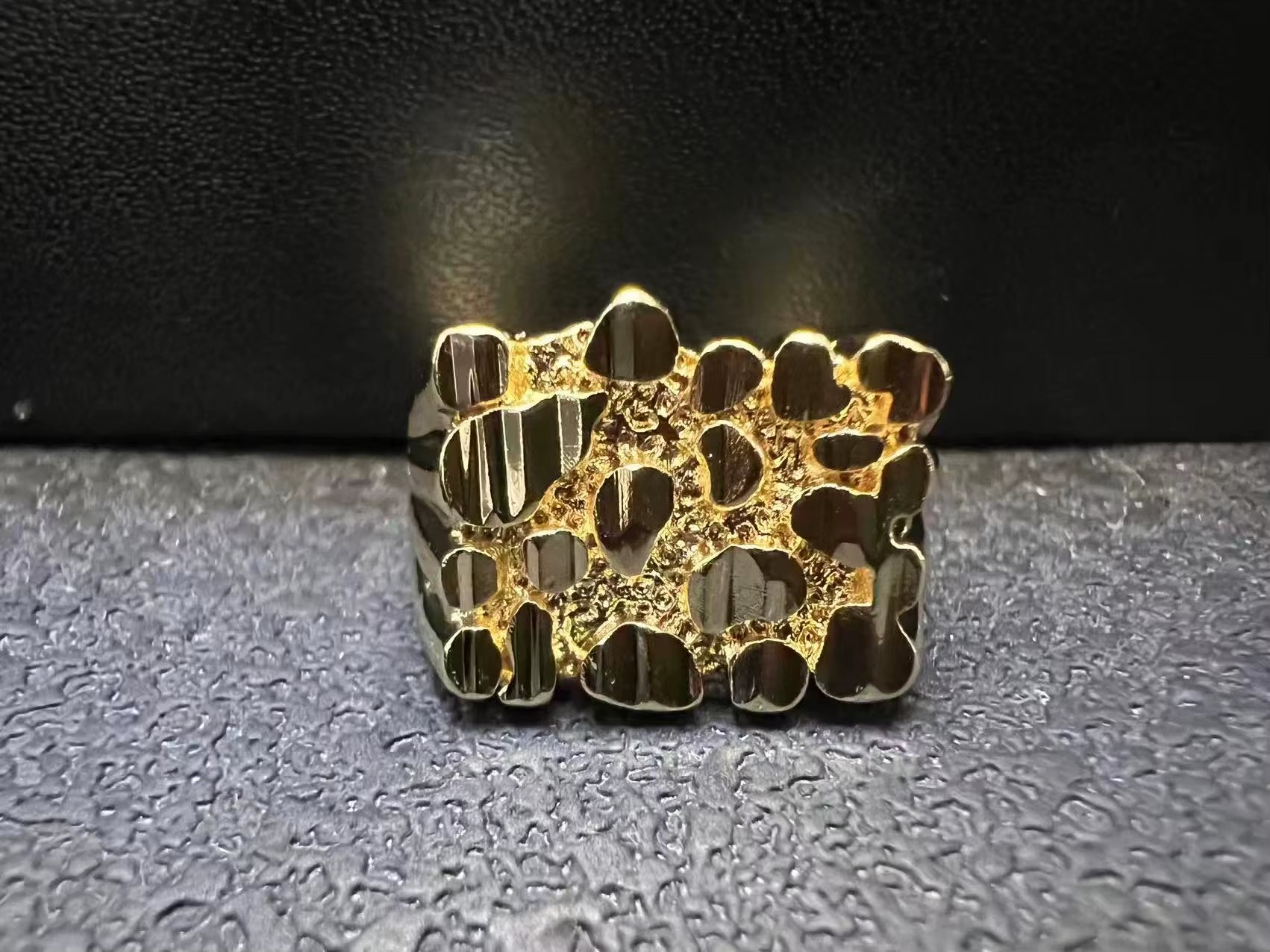 Customized Jewelry Classic Large Nugget Square Ring 18K Gold Plated Stainless Steel Jewelry