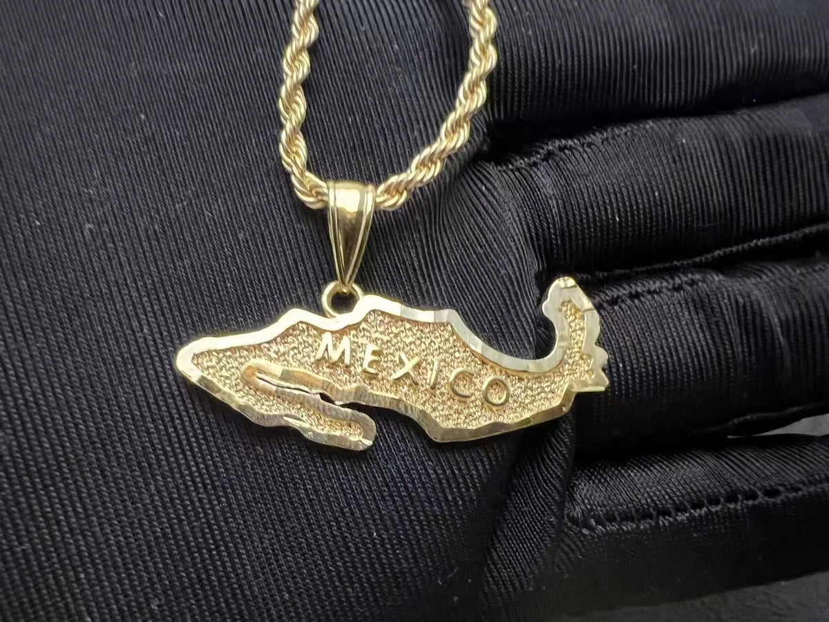 Custom Map 18K Gold Plated Pvd 316L Stainless Steel Pendant Fashion Jewelry Necklace for Men Women