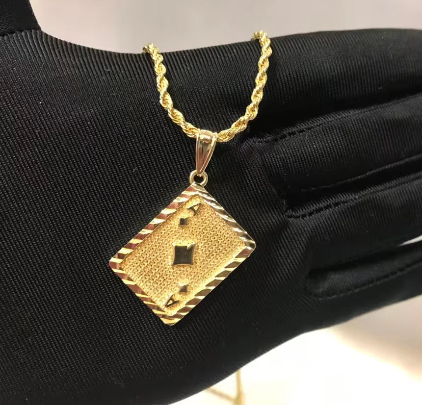 Custom Cartoon Necklace 18K Gold Plated Stainless Steel Cartoon Poker Card Pendant Necklace Fashion Chain Jewelry Wholesale