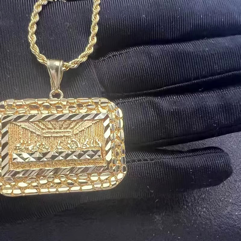 Customized 18K Gold Hip Hop Last Supper Jesus Pendant Custom Stainless Steel Necklace for Men Diamond Jewelry