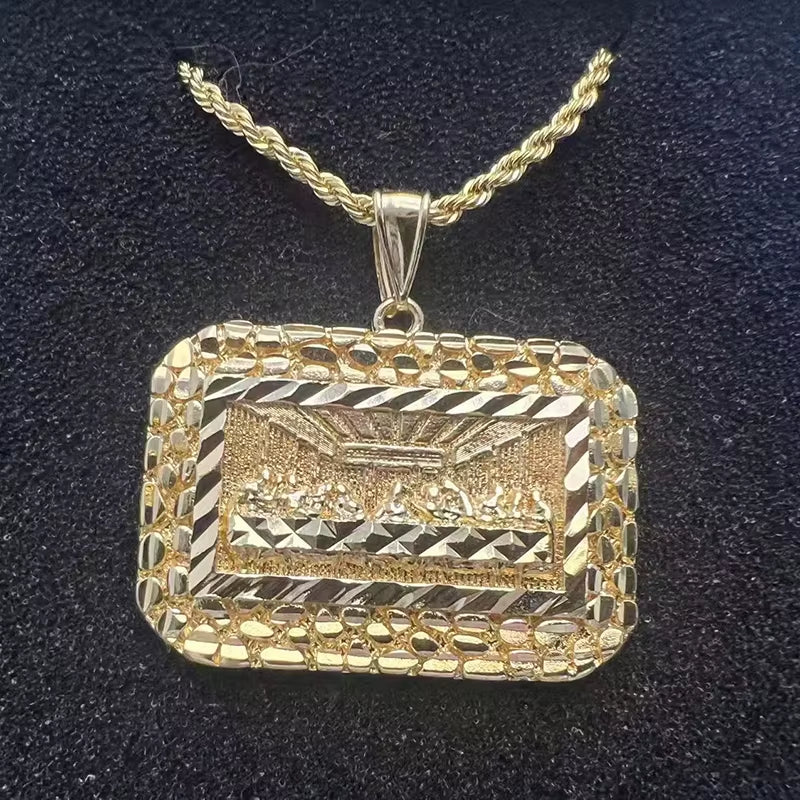 Customized 18K Gold Hip Hop Last Supper Jesus Pendant Custom Stainless Steel Necklace for Men Diamond Jewelry