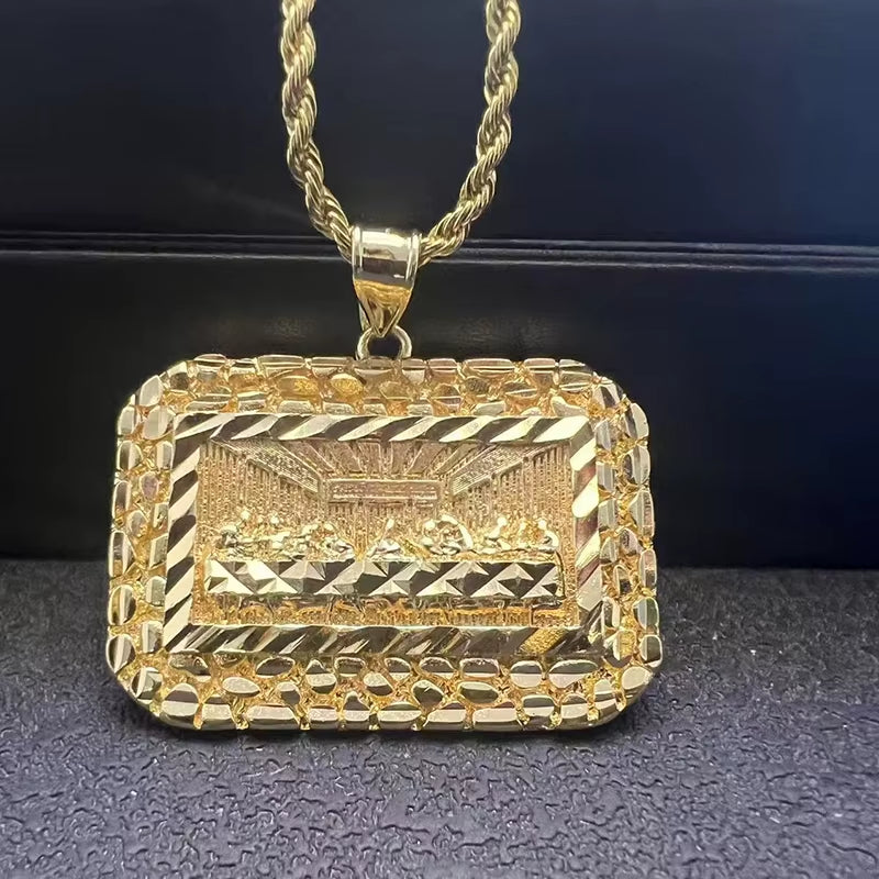 Customized 18K Gold Hip Hop Last Supper Jesus Pendant Custom Stainless Steel Necklace for Men Diamond Jewelry